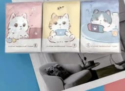 9pcs/pack Fashionable Lucky Cat Handkerchief Paper Student Portable Small Pack Cartoon Printed Hand Tissue For Daily Cleaning
