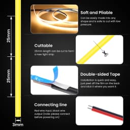 3mm 5mm 8mm PCB COB LED Strip Light 5V 12V 24V 320LEDs/m High Brightness Flexible Tape Warm Natural White Red Green Blue 0.5m 5m