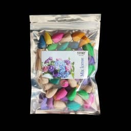 50pcs/bag Natural Backflow Incense Cones Sandalwood Lavender Mixed Scents for Home Waterfall Incense Smoke Reflux Tower Incense