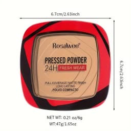 Full Coverage Pressed Powder Foundation With Puff Applicator, 24H Wear Matte Control Oil Foundation Long Lasting Face Makeup