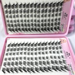 32Rows Fox Eye Manga False Eyelashes Large Capacity Tapered Thick Segmented Individual Cluster Lash Extensions Enlarge Eyes