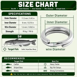 9KM 30Pcs Split Rings Fishing Stainless Steel Lure Rings Saltwater Terminal Tackles Connectors