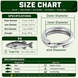 9KM 30Pcs Split Rings Fishing Stainless Steel Lure Rings Saltwater Terminal Tackles Connectors