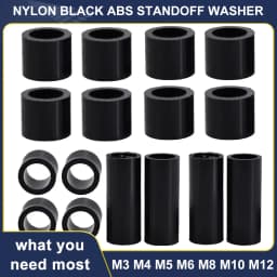 M3 M4 M5 M6 M8 M10 M12 Black ABS Non-Threaded Hollowed Nylon Spacer Round Standoff Washer PCB Support Spacers For TV Install