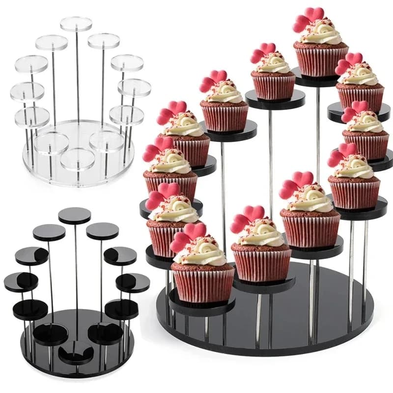 3/12 Tray Cupcake Stand Acrylic Cake Display Stand Jewelry Cake Transparent Dessert Rack Wedding Birthday Party Decoration Tools