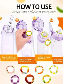 1pc Air Water Bottle With 1pc Random Flavor Pods Portable Transparent With Straw Leak Proof for Outdoor Sports Fitness Gym