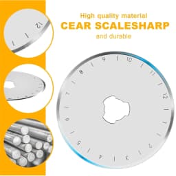 10PCS 45mm Rotary Cutter Blades Sharp and Durable Blades with Clear Scale for Quilting Sewing Crafting and Fabric Leather Cut
