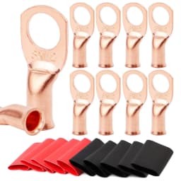 20pcs Copper Terminal Connectors, AWG 8 M5-M10 Ring Lug Kit With Shrink Tubing 10 Battery Cable Lugs, With 10 Shrink Tubing