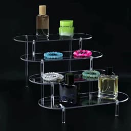 Acrylic Display Stand Rounded Corners Display Shelf Cupcake Perfume Jewelry Organizer Transparent Shelves Storage Organization