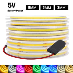 Battery Powered COB LED Strip Light 5V 320LEDs/M Flexible Diode Tape 3MM 5MM 8MM Linear Ribbon Indoor Lighting Lamp Backlight