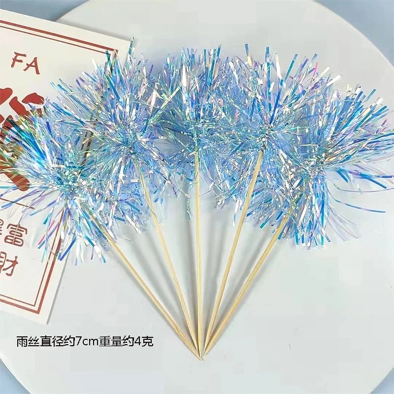 5/20Pcs Birthday Glitter Cake Topper Colorful Fireworks Tassels Cupcake Topper Wedding Baby Shower Baking Dessert Cake Decor