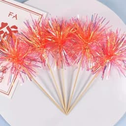 5/20Pcs Birthday Glitter Cake Topper Colorful Fireworks Tassels Cupcake Topper Wedding Baby Shower Baking Dessert Cake Decor