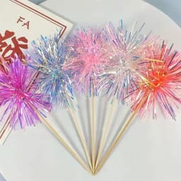 5/20Pcs Birthday Glitter Cake Topper Colorful Fireworks Tassels Cupcake Topper Wedding Baby Shower Baking Dessert Cake Decor