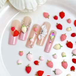 30PCS Simulated Cute Strawberry Nail Art Charms Creative Colorful Strawberry Resin Nail Decorations for DIY Hairpin Nails Crafts