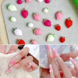 30PCS Simulated Cute Strawberry Nail Art Charms Creative Colorful Strawberry Resin Nail Decorations for DIY Hairpin Nails Crafts