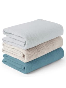 3PCS/set Soft Breathable Newborn Baby Receiving Blanket Muslin Swaddle Blankets