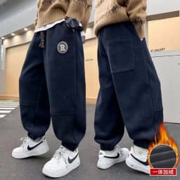 Korean Style Winter Warm Pants Children Sweatpants Thicken Corduroy Boys Casual Pants Boys Sport Pants Kids Loose Long Trousers