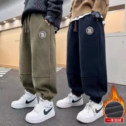 Korean Style Winter Warm Pants Children Sweatpants Thicken Corduroy Boys Casual Pants Boys Sport Pants Kids Loose Long Trousers