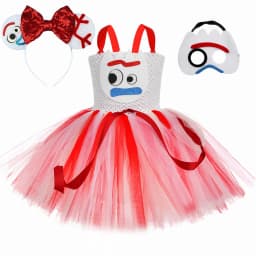 Toy Forky Costume Kids Birthday Party Tulle Princess Tutu Dress for Girls Halloween Carnival Cartoon Character Dress Up Clothes
