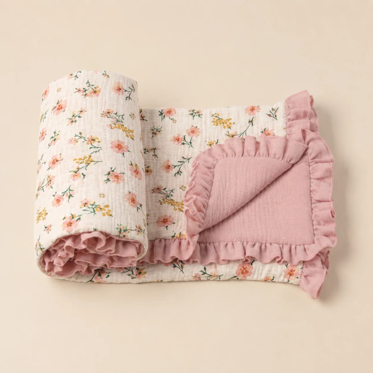 1PCS Soft Breathable Newborn Swaddle Blanket with Lace Edge Versatile Baby Wrap for Carriage Cover And Nursery Room Blanket Suit