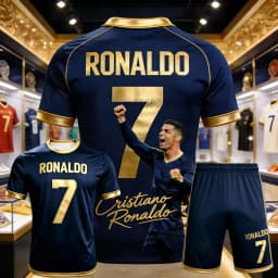 Summer Ronaldo No.7 Football Superstar Pattern Printed Men's and Women's Fans Quick Drying Football Training T-shirt Shorts Set