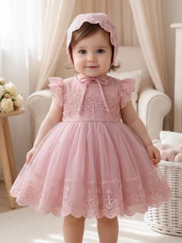 Elegant White Lace Baptism Gown for Infant Girls,Princess-Inspired Formal Attire Suitable for Baptisms,Wedding,Special Occasions