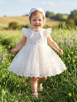 Elegant White Lace Baptism Gown for Infant Girls,Princess-Inspired Formal Attire Suitable for Baptisms,Wedding,Special Occasions