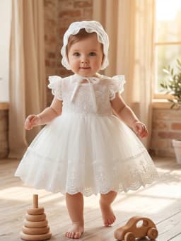 Elegant White Lace Baptism Gown for Infant Girls,Princess-Inspired Formal Attire Suitable for Baptisms,Wedding,Special Occasions