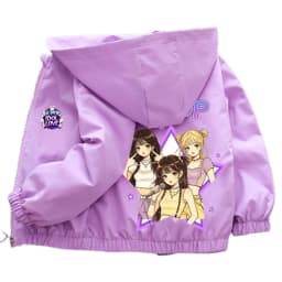 K-pop Idol Print Hooded Jacket for Girls 2026 New Spring Autumn Children Waterproof Windbreaker Coat Kids Daily Casual Outerwear