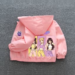 K-pop Idol Print Hooded Jacket for Girls 2026 New Spring Autumn Children Waterproof Windbreaker Coat Kids Daily Casual Outerwear