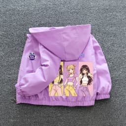 K-pop Idol Print Hooded Jacket for Girls 2026 New Spring Autumn Children Waterproof Windbreaker Coat Kids Daily Casual Outerwear
