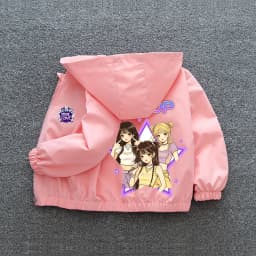 K-pop Idol Print Hooded Jacket for Girls 2026 New Spring Autumn Children Waterproof Windbreaker Coat Kids Daily Casual Outerwear
