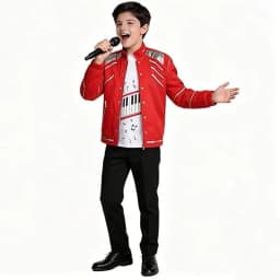 Kids Cosplay Dance Star Costume Set Red Printed 80s 90s Stage Party Outfit Boy Girl Clothing Children Moonwalk Costume