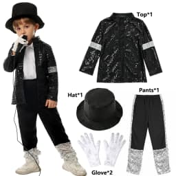 Kids Cosplay Dance Star Costume Set Red Printed 80s 90s Stage Party Outfit Boy Girl Clothing Children Moonwalk Costume