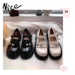 Girls Black Leather Shoes for Wedding Party School Opening Soft PU Bright Skin Kids Flats with Metal Butterfly Princess Sweet