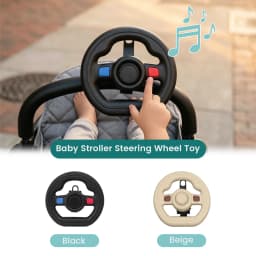 Baby Stroller Steering Wheel Toy, Musical Simulation Driving Toy with Horn Sound, Adjustable Mount 360° Rotatable Toddler Preten