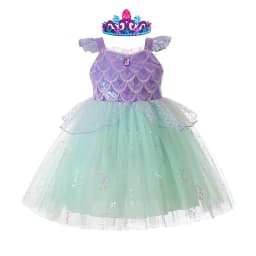 Kids Girls Mermaid Princess Fancy Costume Purple Green Tulle Dress for Carnival Birthday Halloween Cosplay Role‑Play Outfit