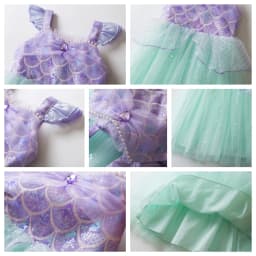 Kids Girls Mermaid Princess Fancy Costume Purple Green Tulle Dress for Carnival Birthday Halloween Cosplay Role‑Play Outfit