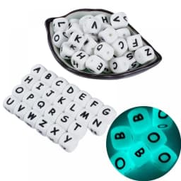 50Pcs Silicone Alphabet Letter Beads 12mm Square Alphabet Spacer Bead For Jewelry Making Pacifier Chain Name Teether Bulk