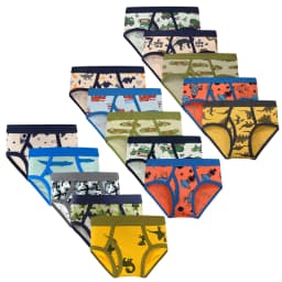 5-Pack Boys Cotton Underwear Dinosaur Construction Vehicle Space Print Soft Stretch Briefs for Kids