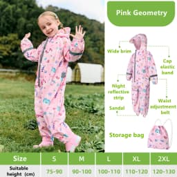 1-12 Years Old Cartoon Dinosaur Waterproof Jumpsuit Raincoat Hooded Kids One-Piece Rain Coat Tour Children Rain Gear Suit