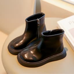 Children's Autumn Boots Fashion Round-toe PU Leather Kids Single Boots Causal Versatile Spring Girl's Ankle Boot Thick Bottom