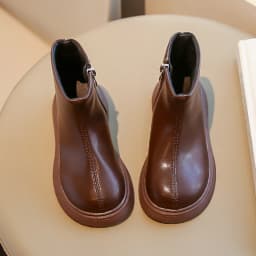 Children's Autumn Boots Fashion Round-toe PU Leather Kids Single Boots Causal Versatile Spring Girl's Ankle Boot Thick Bottom