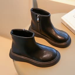 Children's Autumn Boots Fashion Round-toe PU Leather Kids Single Boots Causal Versatile Spring Girl's Ankle Boot Thick Bottom