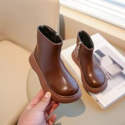 Children's Autumn Boots Fashion Round-toe PU Leather Kids Single Boots Causal Versatile Spring Girl's Ankle Boot Thick Bottom