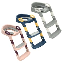 Foldable Kids Toilet Trainer Seat with Step, 6-Level Adjustable Toddler Toilet Seat with Non-Slip Pedals for V/U/O Toilets