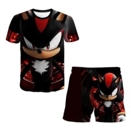 Sonic The Hedgehog Top Fashion 3D Anime Children's T-shirt Set Short Sleeve + Shorts Two-piece Set Girls Boys Cosplay Costume