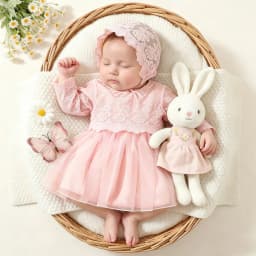 Newborn Photography Princess Outfit BabyGirl White Lace Tulle Dress with Hat Newborn Infant Christening Gown Photo Shoot Outfit