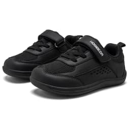 HOBIBEAR Kids Toddler Wide Toe Shoes Barefoot Hook Loop Sneakers Zero Drop Artificial Leather Mesh Non-Slip Shoes