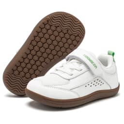 HOBIBEAR Kids Toddler Wide Toe Shoes Barefoot Hook Loop Sneakers Zero Drop Artificial Leather Mesh Non-Slip Shoes